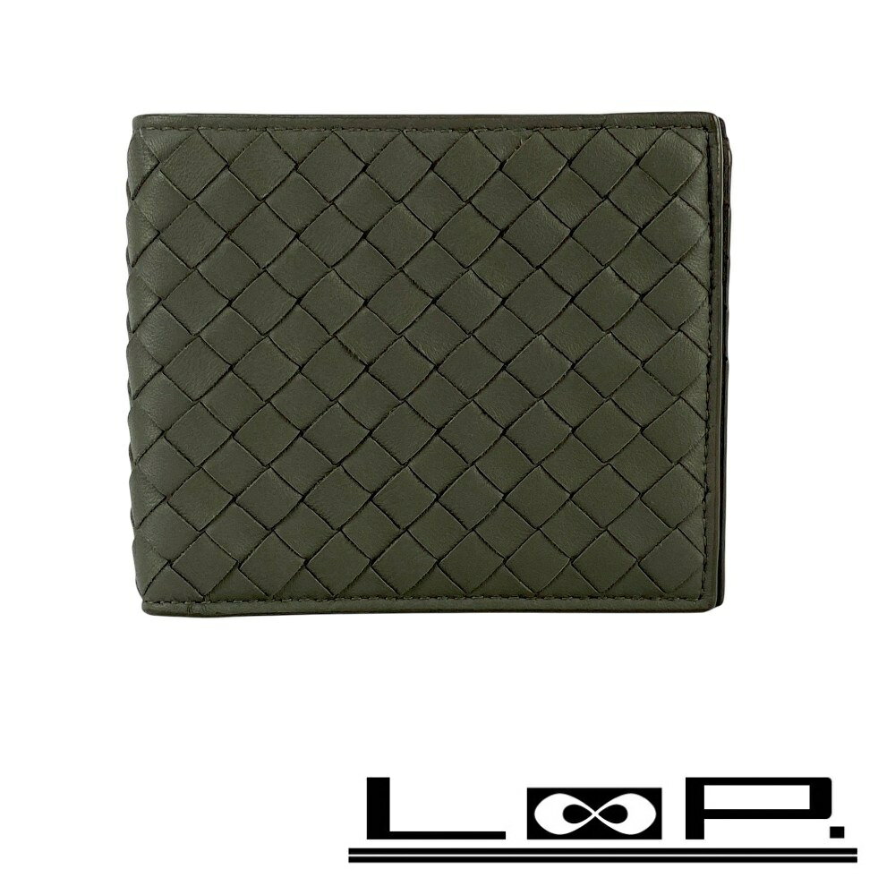 ボッテガヴェネタ ■新同■ イントレチャート ウォレット 二つ折り 財布 レザー グレー B06819121 【441981】10 【中古】