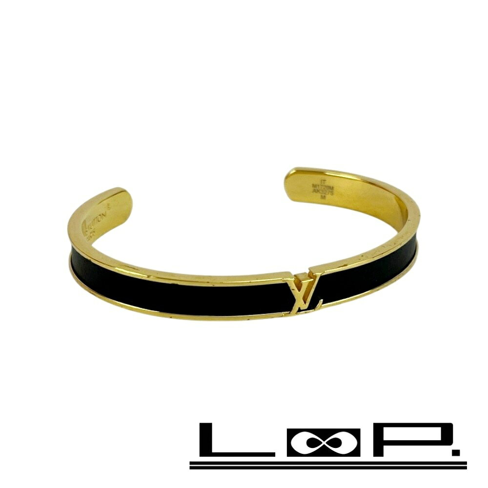 Rakuten - ルイヴィトン ■美品■ LV イニシャル M ブレスレット アクセサリー ブラック ゴールド レザー GP M1729M #M 箱 【538582】12 【中古】