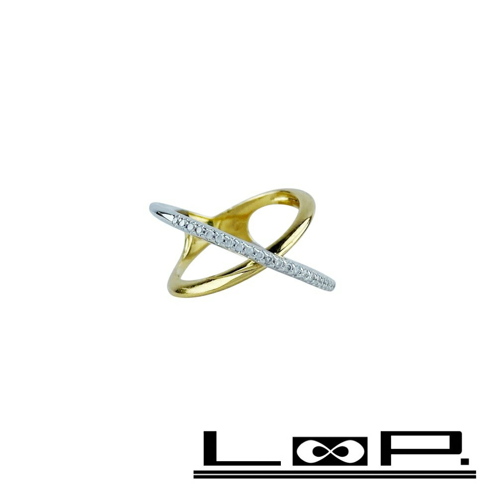 ポンテヴェキオ ■中古■ リング 指輪 アクセサリー イエローゴールド シルバー ダイヤ K18 750 YG WG D0.13ct #13 5.9g 5 