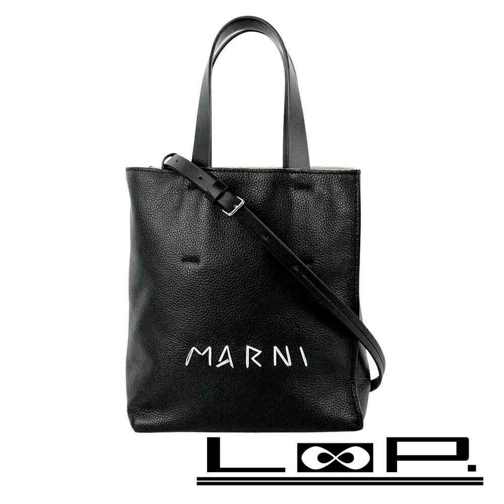 Rakuten - マルニ ■新同■ 2WAY ハンド ショルダー バッグ カバン レザー ブラック 【605987】13 【中古】