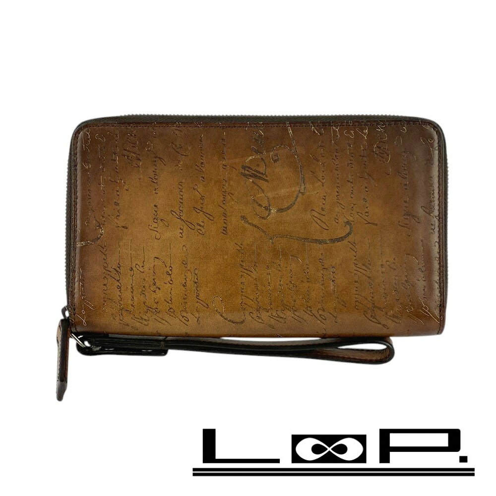 U, 吉 - ◆SALE◆ ベルルッティ ■美品■ カリグラフィ 長財布 ラウンド ジップ レザー ブラウン 【359088】1 【中古】