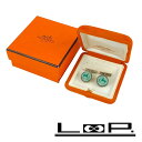 緊急値下げ ■美品■ エルメス コロゾ カフス スーツ ビジネス アクセサリー SS シルバー グリーン 箱 【226090】〇 【中古】(4)