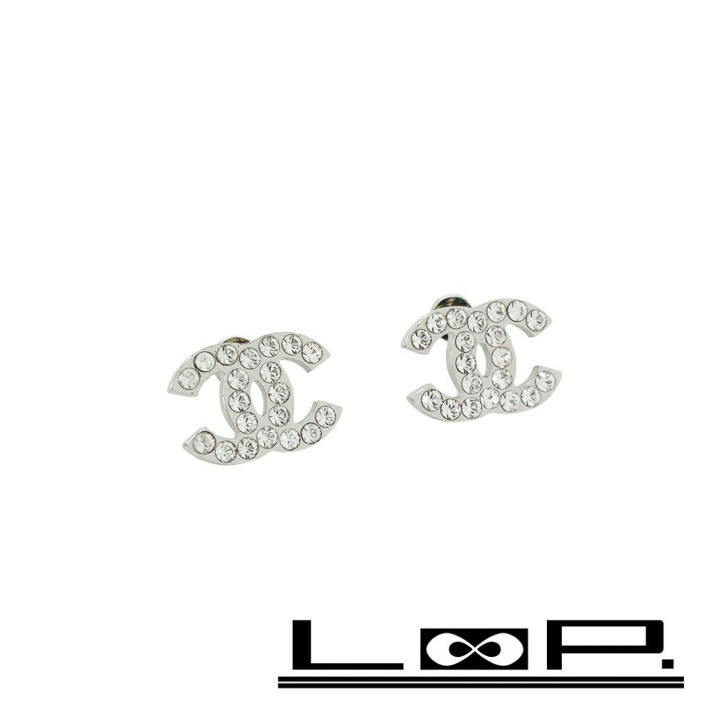 シャネル ■美品■ ココマーク ピアス アクセサリー ラインストーン SS シルバー 07V 【502590】3 【中古】