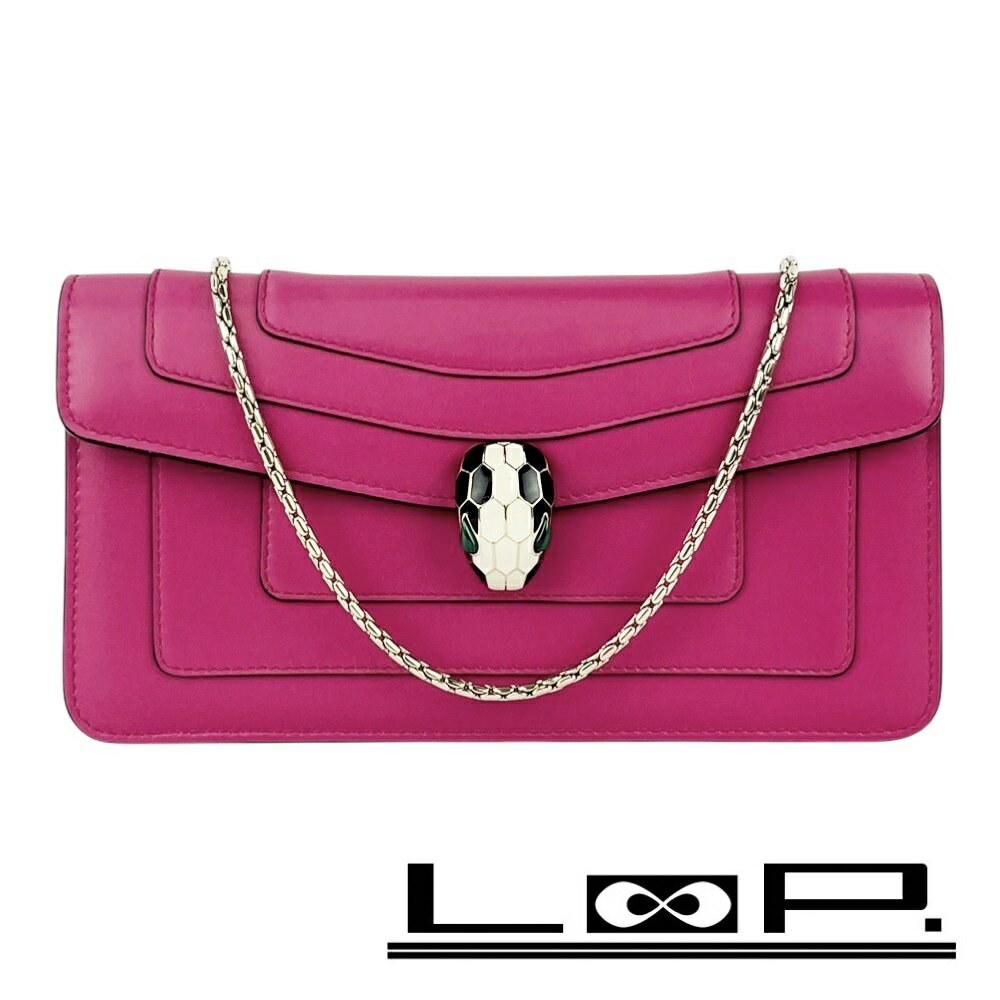 ブルガリ ■新同■ セルペンティ フォーエバー チェーン ショルダー バッグ カバン レザー ピンク 【571190】13 【中古】