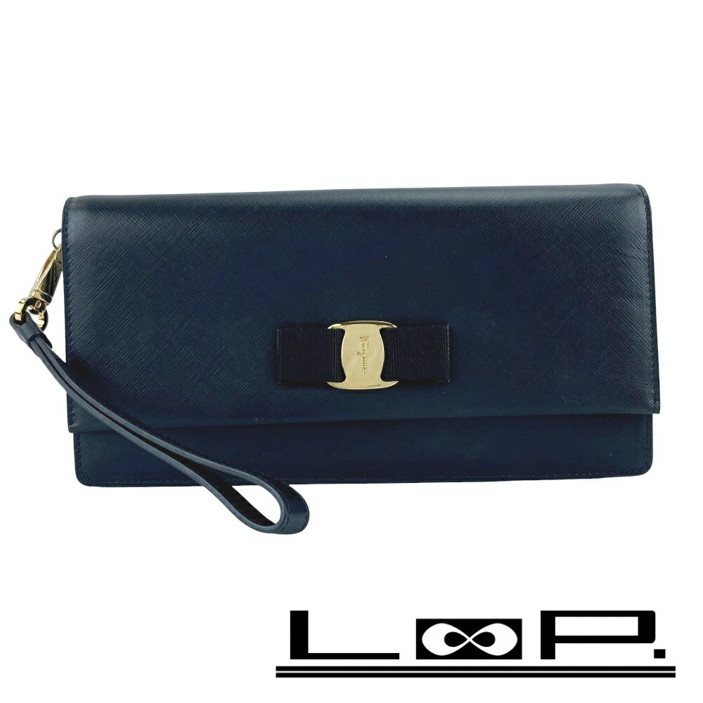 フェラガモ ■美品■ ヴァラ クラッチ セカンド バッグ パーティー レザー ブラック 【432392】3 【中古】