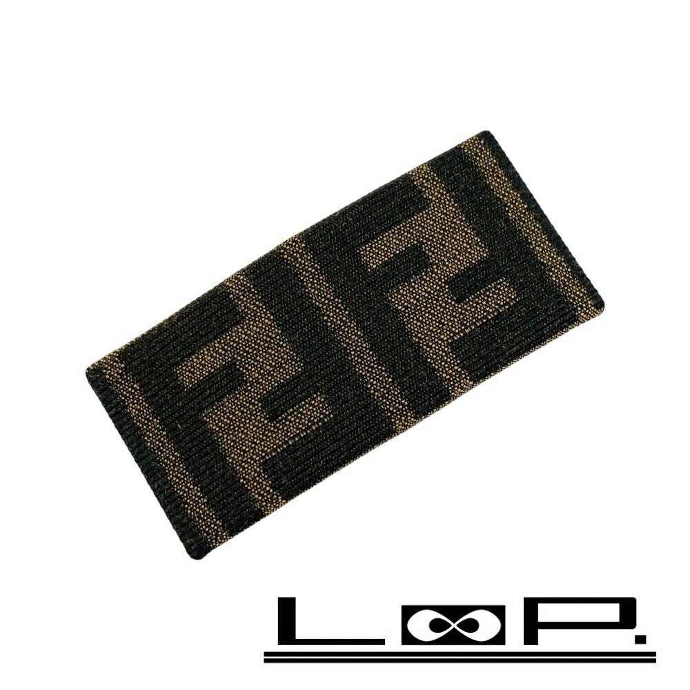 フェンディ ■新同■ ズッカ バレッタ ヘアアクセサリー 髪留め キャンバス レザー ブラウン 箱 【575792】11 【中古】
