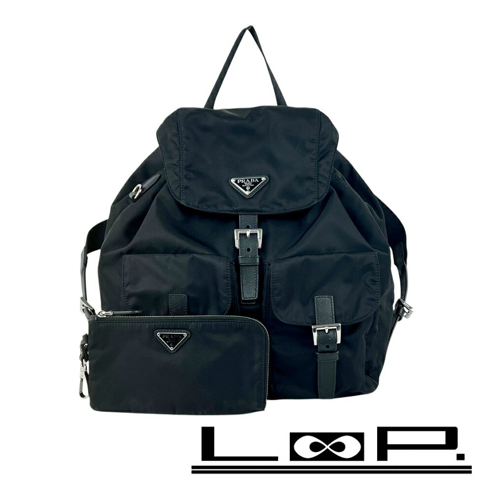 Rakuten - プラダ ■美品■ Re-Nylon リュックサック バックパック ミディアム ポーチ付き テスート ナイロン ブラック 1BZ811 【661594】5 【中古】