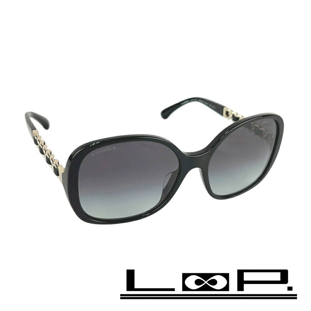 シャネル■新同■ ココマーク 眼鏡 サングラス チェーン ブラック ゴールド GP 5470-Q-A 57□17 140 箱 【519796】7 【中古】