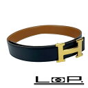 ■中古■ エルメス コンスタンス ベルト ビジネス レザー GP ゴールド ブラック □A刻 #65 箱 【371097】7 【中古】