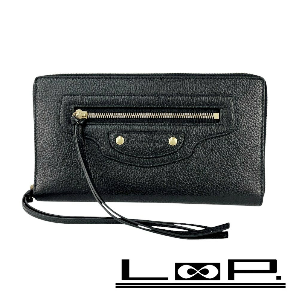 バレンシアガ ■美品■ ネオクラシック コンチネンタル ロングウォレット 長財布 ラウンドファスナー レザー ブラック 箱 【581397】7 【中古】