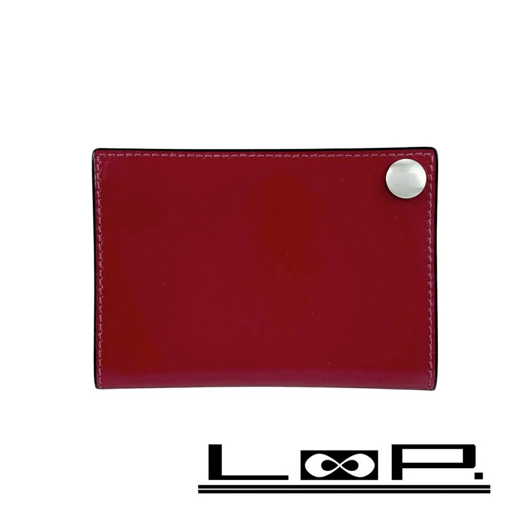 ヴァレクストラ ■美品■ カードケース カードホルダー 7枚 ビジネス コレクション レザー レッド シルバー 【529399】7 【中古】