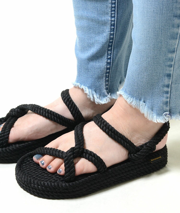 Rakuten - BOHONOMAD MYKONOS WOMEN PLATFORM ROPE SANNDAL ボホノマド ミコノス ウーマン プラットホーム ロープ サンダル レディース ブラック 黒 boh00040