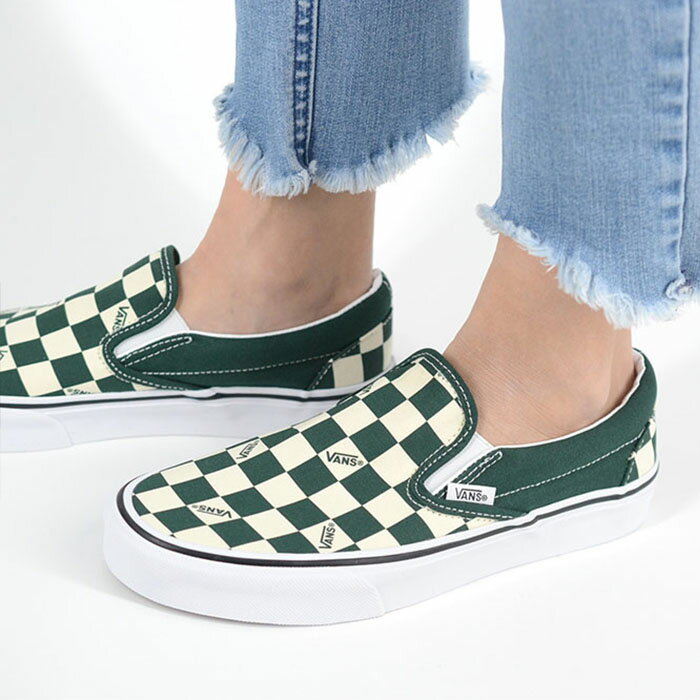 VANS Classic Srip-On ヴァンズ クラシック スリッポン レディース スニーカー ホワイトグリーン vn000daheme