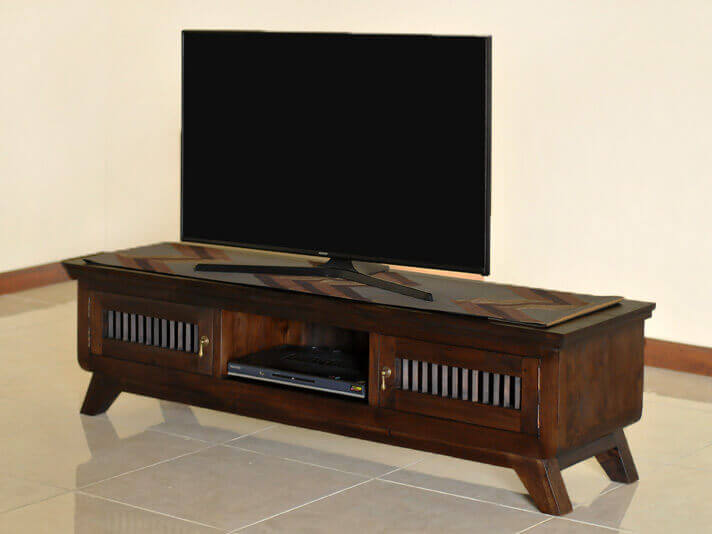 アジアン家具 ローボード テレビボード テレビ台 幅159cm 木製 チーク 扉付き TVボ...