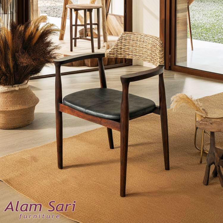 【最大1万円OFFクーポン】ラタン調 チェア チェアー イス 椅子 アームチェア アジアン家具 チーク材 ラ..