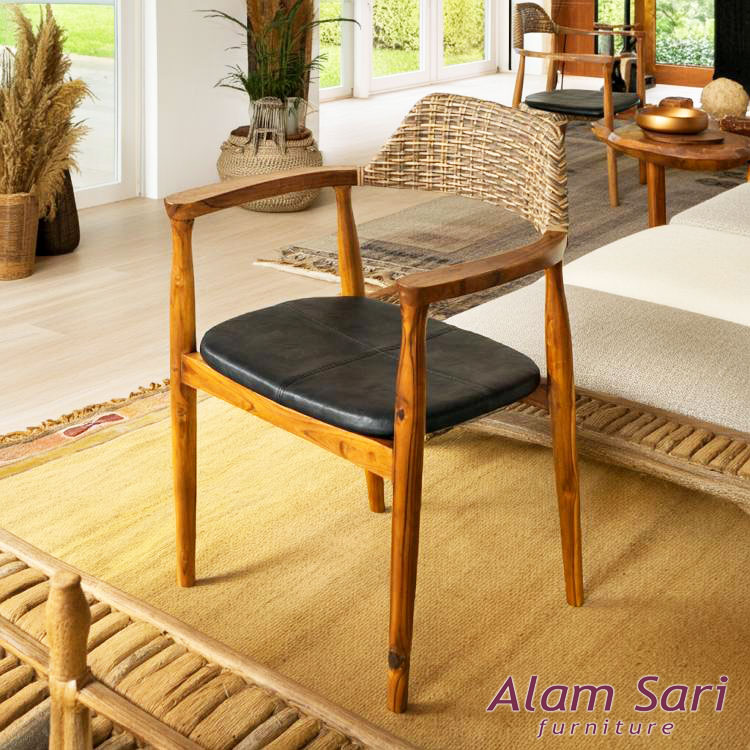 【最大1万円OFFクーポン】ラタン調 チェア チェアー イス 椅子 アームチェア アジアン家具 チーク材 ラ..
