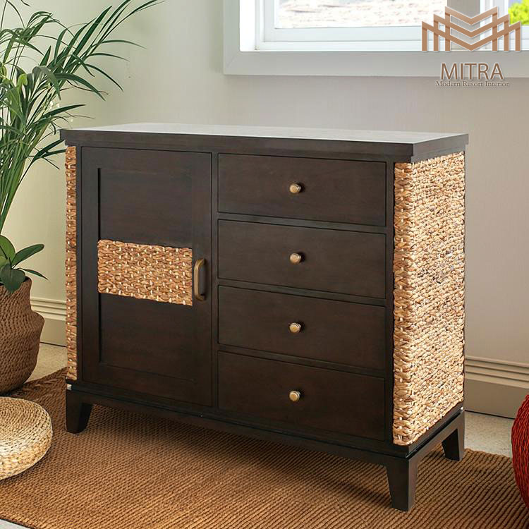 【5%オフクーポン解禁】【受注生産品】ウォーターヒヤシンス キャビネット 収納家具 タンス アジアン家..