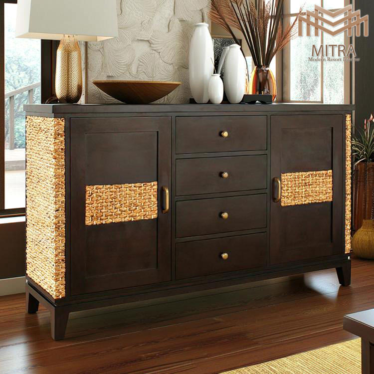 【5%オフクーポン解禁】ウォーターヒヤシンス キャビネット 収納家具 タンス アジアン家具 W150cm リビ..