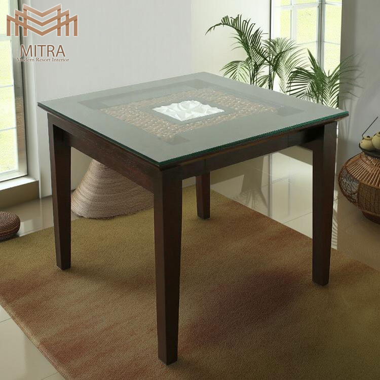 【5%オフクーポン解禁】ウォーターヒヤシンス ダイニングテーブル ガラス天板 W80cm アジアン家具 マホ..