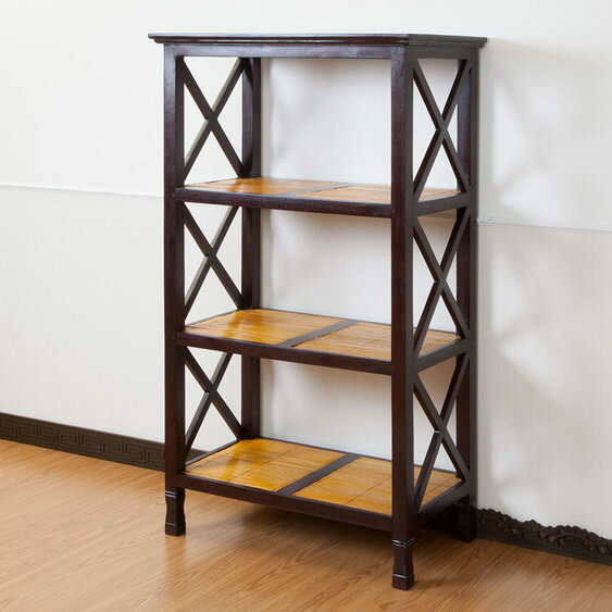 【最大7%OFFクーポン】バンブーブックシェルフ オープンラック シェルフ 高さ150cm 幅83cm 木製 ダーク..