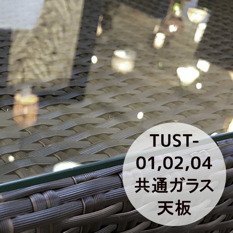 ガーデンテーブル TUST-01 02 04用共通ガラス天板 オプション 屋外 バリ アジアン リゾ ...