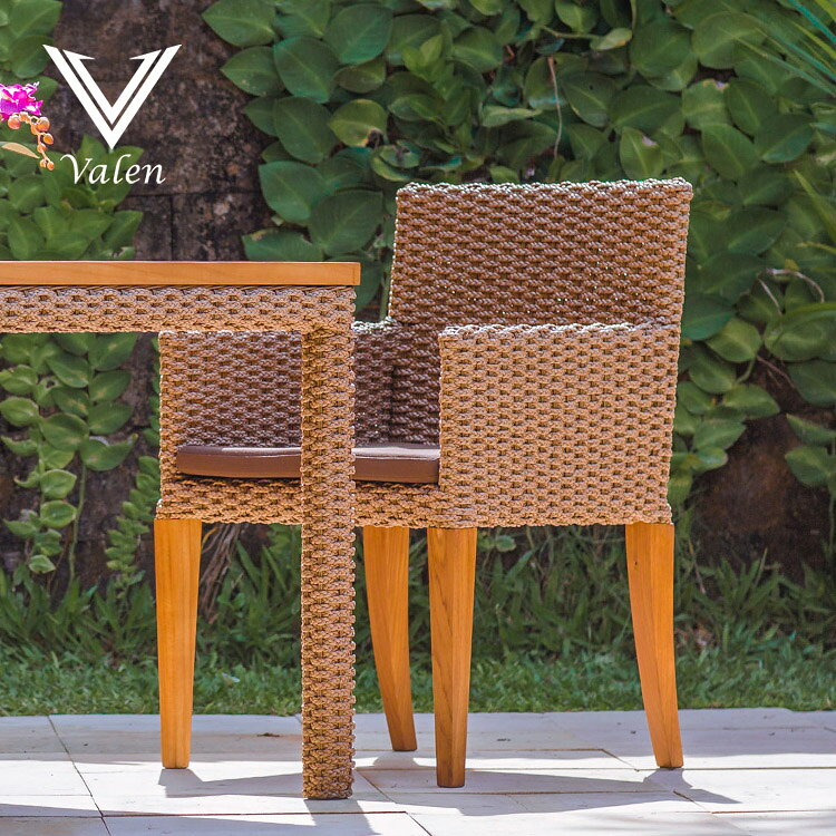 アジアン家具 アジアン ガーデン家具 アームチェア シンセティックヒヤシンス チーク 椅子 イス 屋 ...