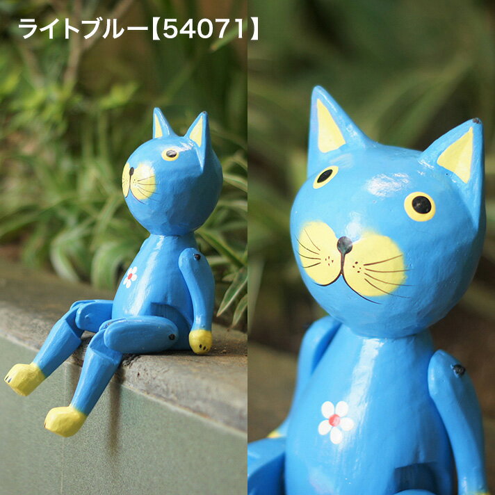 楽天市場】猫 置物（カラーブルー）の通販