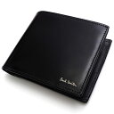 未使用品 Paul Smith コードバンレザー ウォレット 2つ折り財布 ブラック/グレー PSC774 馬革 ポールスミス メンズ 5CH/C05313/JPRI01/HM/SYM