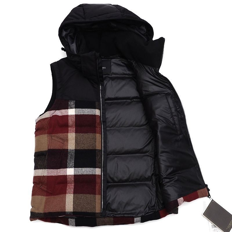 新品 BLACK LABEL CRESTBRIDGE ダウンベスト 【サイズ：M】 ブラック/レッド 2WAY LIMITED EDITION ツイード ブラックレーベル クレストブリッジ メンズ 5WHD/C05220/JARC16/HM/SYM