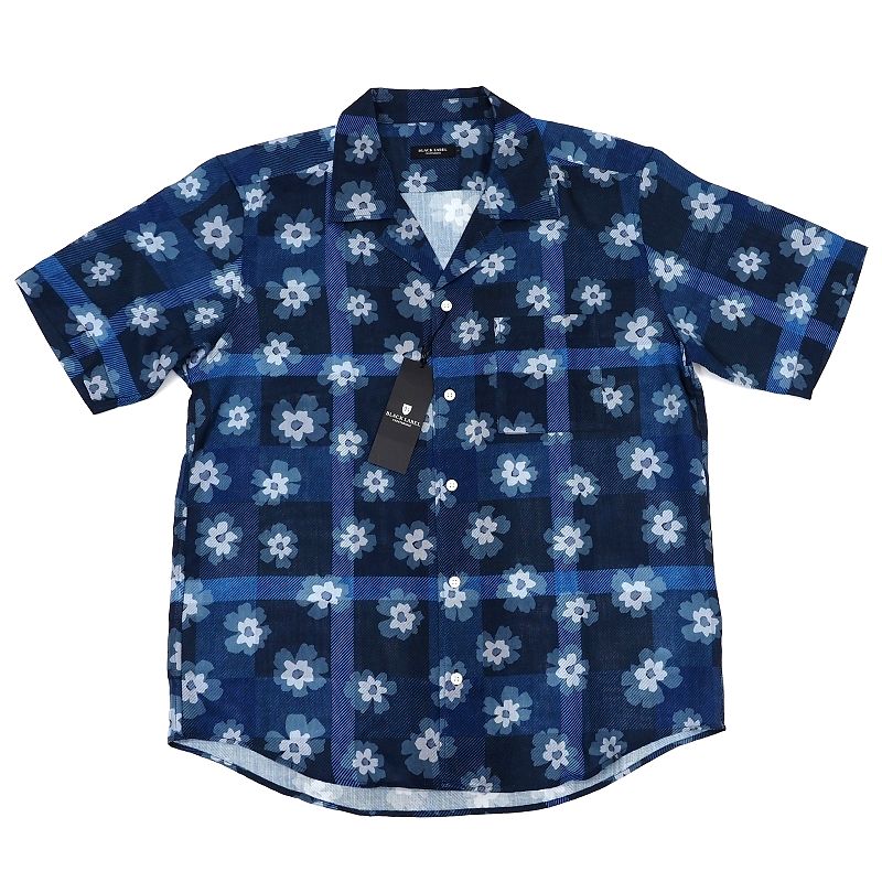 新品 BLACK LABEL CRESTBRIDGE ボタニカル クレストブリッジ チェックシャツ 【サイズ:L】 ネイビー 51M21331 ブラックレーベル...