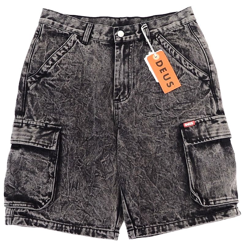 超美品 24SS DEUS EX MACHINA Burly Cargo Short デニム カーゴ ショートパンツ 【サイズ：30】 Mid Black DMP243292 デウスエクスマキナ メンズ 5GHB1/F06118/KUN17/HM/SYM