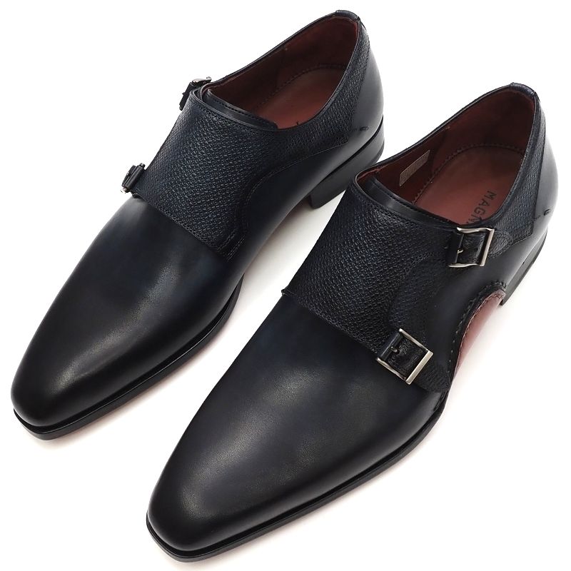 新品 MAGNANNI オパンカ製法 ダブルモンクストラップ レザーシューズ 革靴 【サイズ：38】 ダークブルー マグナーニ メンズ 5L/I0478S/HSP19/HM/SYM