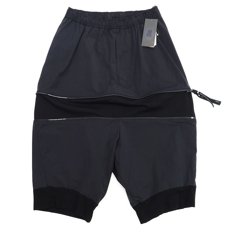 新品 20SS JULIUS NILOS クロップドパンツ  ブラック 700PAM1 Flexibility shorts ユリウス ニルズ メンズ 5F21/E03108/GMAY09/SYM/HM