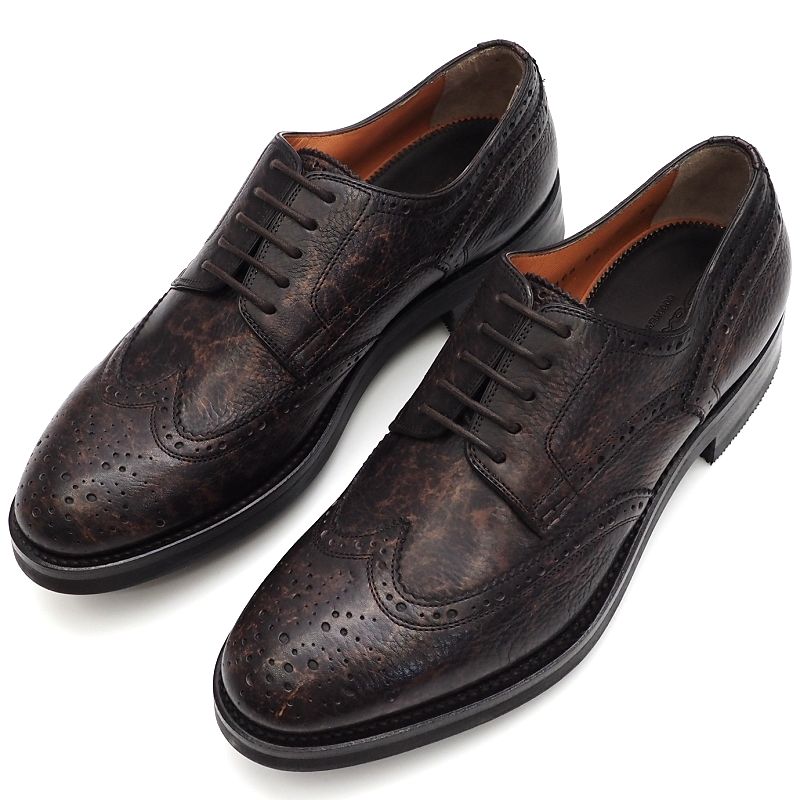 サントーニ ビジネスシューズ メンズ 新品 Santoni ウィングチップ レザーシューズ 【サイズ：UK6.5】 ダークブラウン 11168 GOODYEAR 革靴 サントーニ メンズ 5L/J0444S/HOVE08/HM/SYM