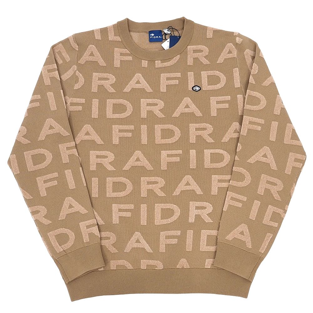 新品 FIDRA ジャガードロゴニット 【サイズ：L】 ベージュ FD5STJ08 ゴルフウエア フィドラ メンズ 5N1/J06344/KCT21/LP/RR/