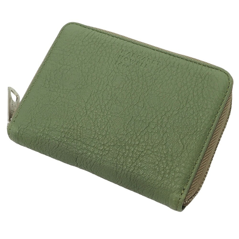 未使用品 MARGARET HOWELL idea ラウンドファスナー コンパクト レザーウォレット 財布 オリーブ 日本製 マーガレットハウエル アイデア レディース 5WLMHCB3/E07366/LUN05/HM/RR/