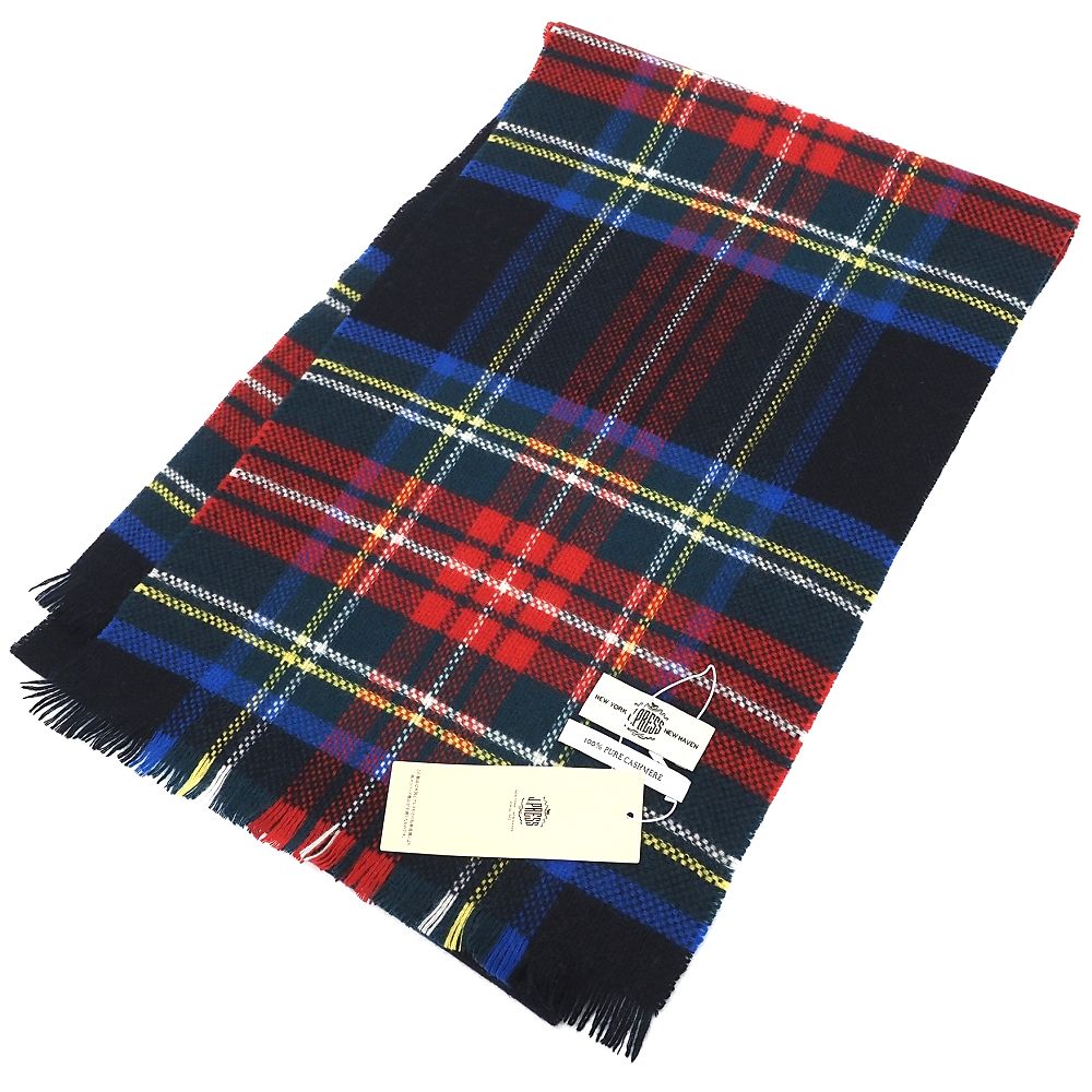新品 J.PRESS カシミヤ マフラー ネイビー/グリーン/レッド チェック柄 ジェイプレス メンズ レディース 5P2/K0620S/KOV06/LP/RR