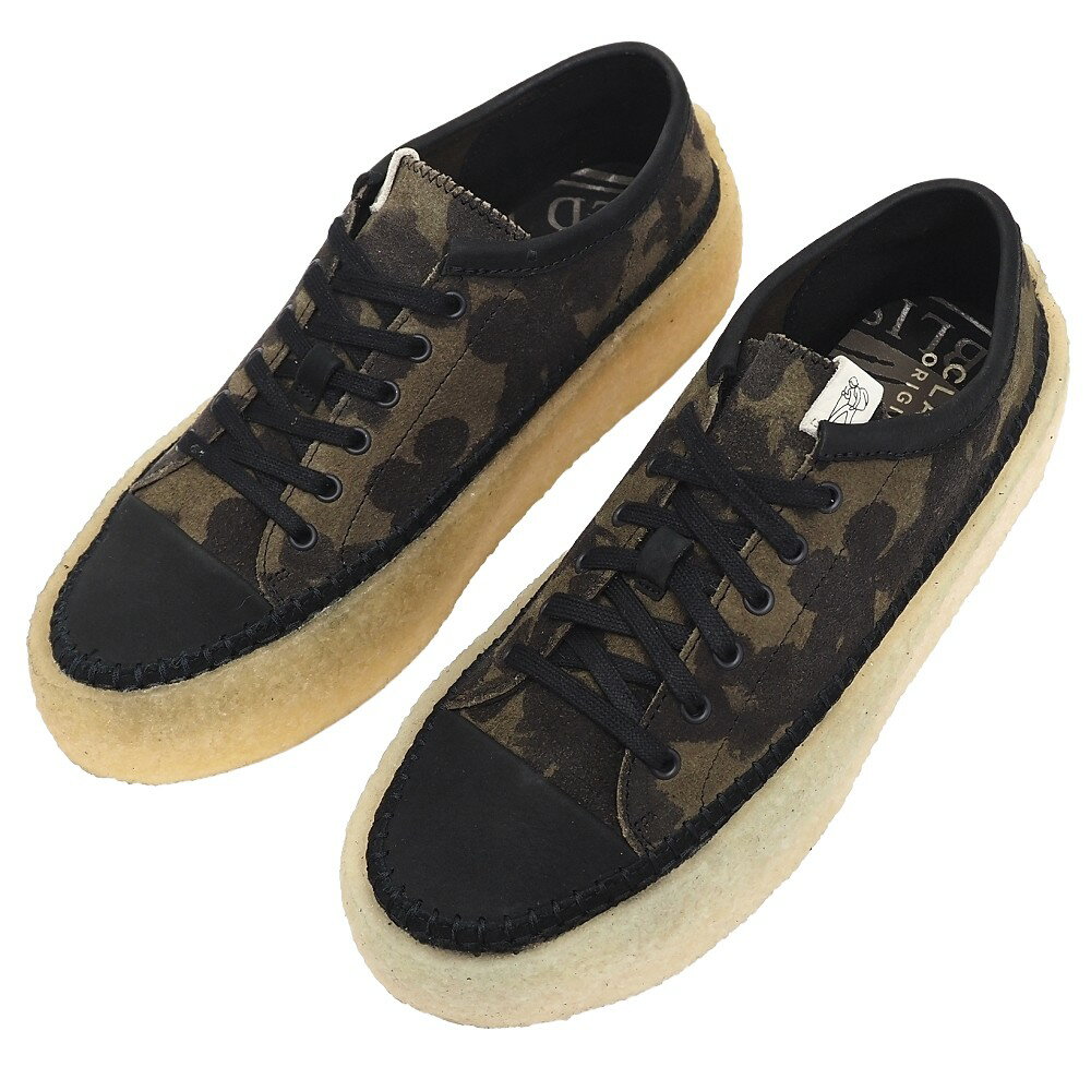 新品訳あり CLARKS ORIGINALS Caravan Low レザースニーカー 【サイズ：UK9】 Black/Khaki Floral クラークス メンズ 5L/L06346/LAN19/HM/RR/SYM