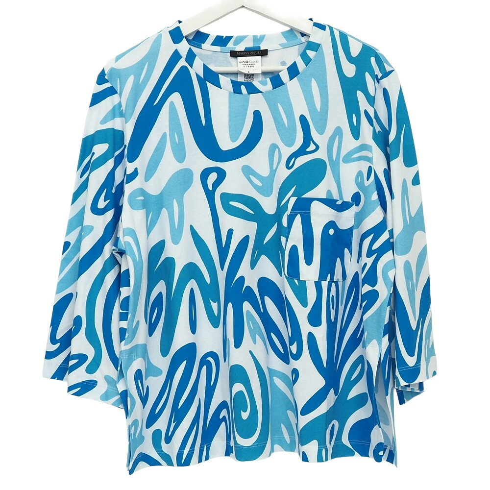 乐天商城 - 超美品 MARINA RINALDI カットソー 【サイズ：L】 ホワイト/ブルー 総柄 Tシャツ マリナリナルディ マックスマーラ レディース 5F6/F0722S/LUN06/HM/RR/