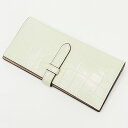 未使用品訳あり J&M DAVIDSON ELONGATED TAB WALLET レザーウォレット 長財布 アイボリー クロコ型押し 10072 ジェイアンド...