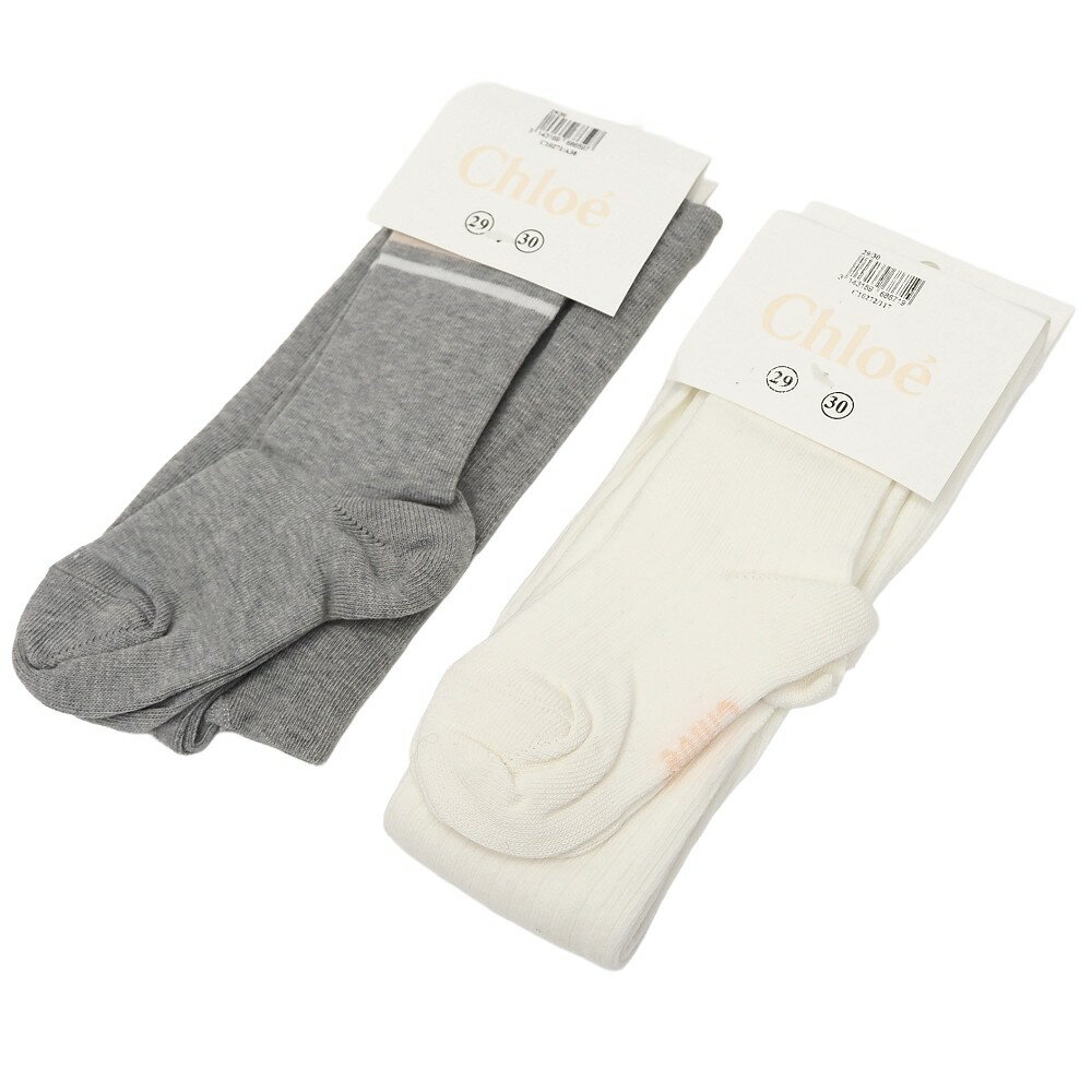 新品 2足セット Chloe タイツ 【サイズ：29/30】 ホワイト/グレー クロエ 女の子 キッズ 5P2/A07239/LA..