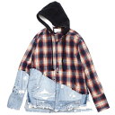 未使用品 19SS GREG LAUREN 長袖シャツ ジャケット 【サイズ：1(S)】 オレンジ×ネイビー 50/50 ORANGE PLAID DENIM HOODED STUDIO SHIRT グレッグローレン メンズ 2WHD/L01515/FSEP14/HM/SYM