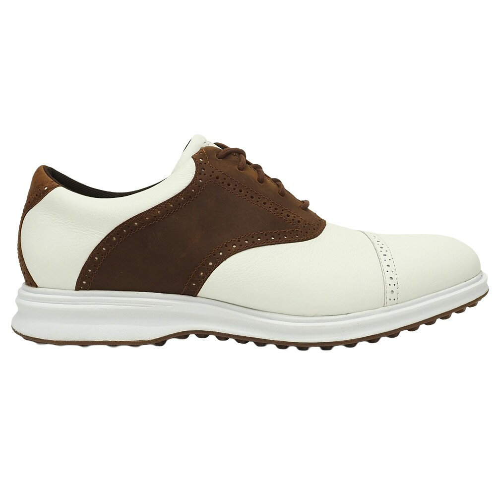 未使用品 ROCKPORT GOLF TOTAL MOTION LINKS CAP TOE レザーゴルフシューズ スパイクレス 【サイズ：7W(25cm)】 ホワイト/ブラウン CJ0119 ロックポート ゴルフ メンズ 5L/F07241/LUN18/HM/SYM/RR