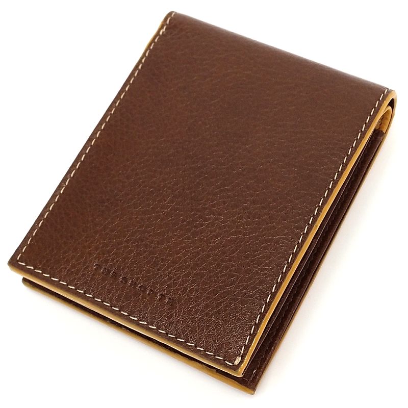 未使用品 THE SHOP TK レザーウォレット 2つ折り財布 ブラウン イタリア革 タケオキクチ メンズ 5F27/E06597/KUN17/HM
