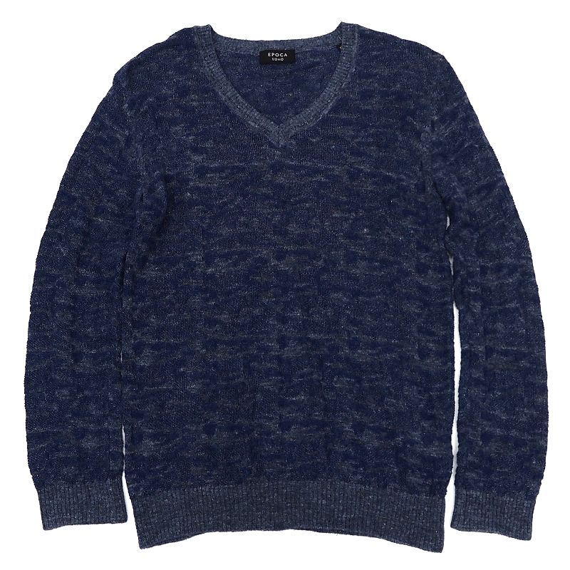 樂天商城 - 美品 EPOCA UOMO リネンコットン ジャカード ニット 【サイズ：48】 パープル/グレー エポカ ウォモ メンズ 5F4/E06111/KAY15/HM/SYM