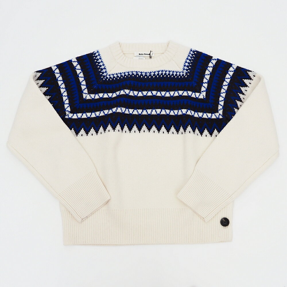 Rakuten - 新品 24AW Wales Bonner MERINO WOOL YARN MIST FAIR ISLE ニット セーター 【サイズ：S】 アイボリー/ブルー 定価121000円 UA24KN21-WO09-1089 ウェールズ ボナー メンズ 5C1/E06400/KUL18/HM/SYM