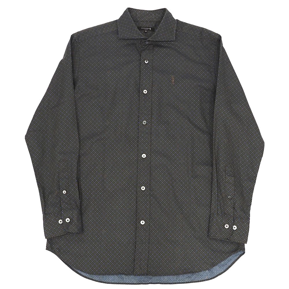 商品説明色 カーキブラウン(ブルー混) サイズ 表記：M 着丈(襟の付け根から)：前74.5cm 後76cm 身幅(脇下の位置で)：54.5cm 肩幅：44.5cm 袖丈(肩の縫目から)：59cm 素材 綿100% 生産国 日本 コメント 総柄の1着です。 状態説明 若干の使用感ございますが状態は良く、シミ汚れなしの美品です。