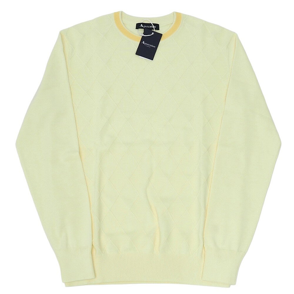 樂天商城 - 新品 Aquascutum DIA PATTERN COLOR KNIT クルーネック ニット 【サイズ：L】 イエロー 定価35200円 2204260002 日本製 アクアスキュータム メンズ 5O2/D07496/LPR27/HM/RR/SYM