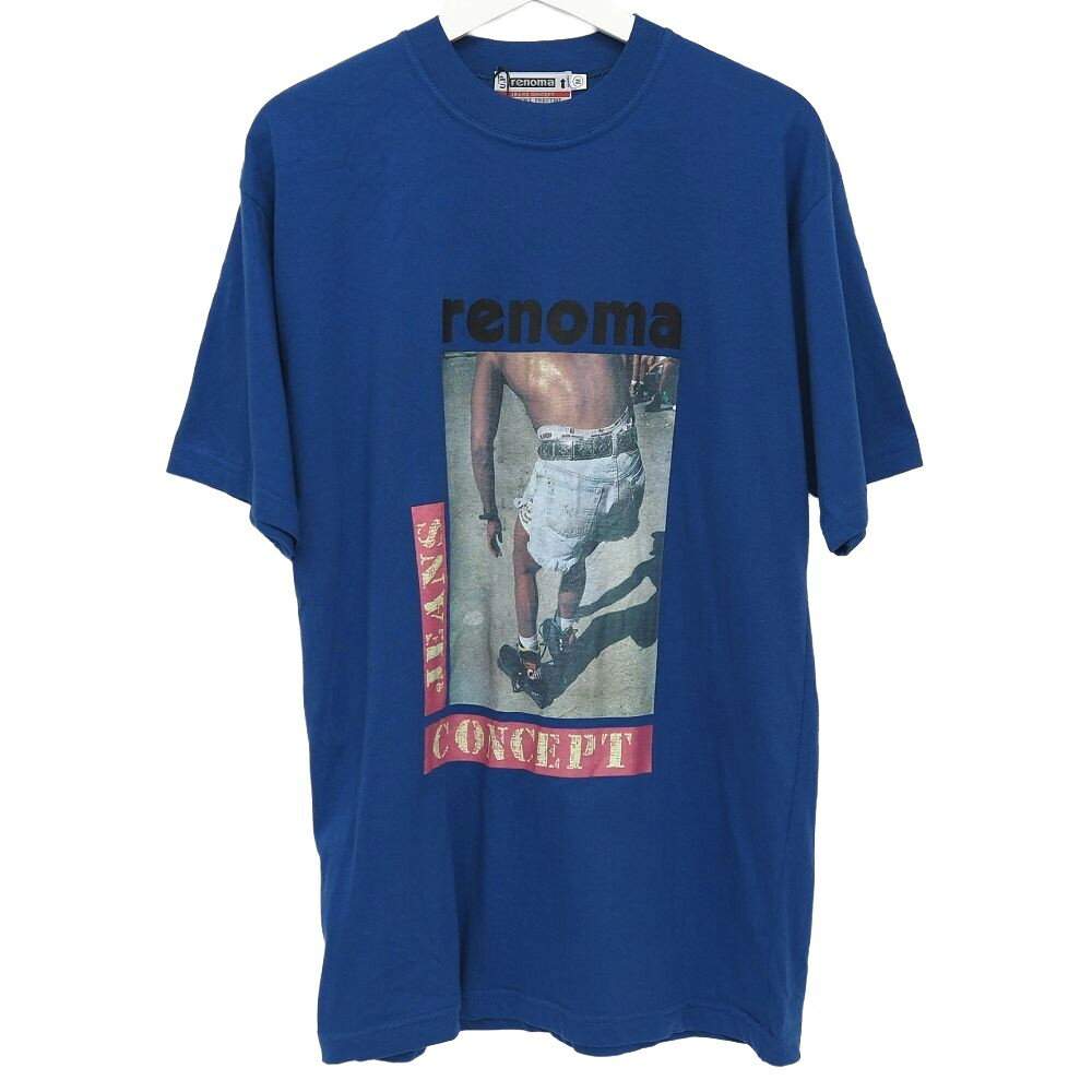 Rakuten - 未使用品 U.P renoma イタリア製 プリント Tシャツ 【サイズ：M】 ブルー デッドストック 90's 半袖 ユーピー レノマ メンズ 5F1/E07308/LAY27/HM/RR/SYM