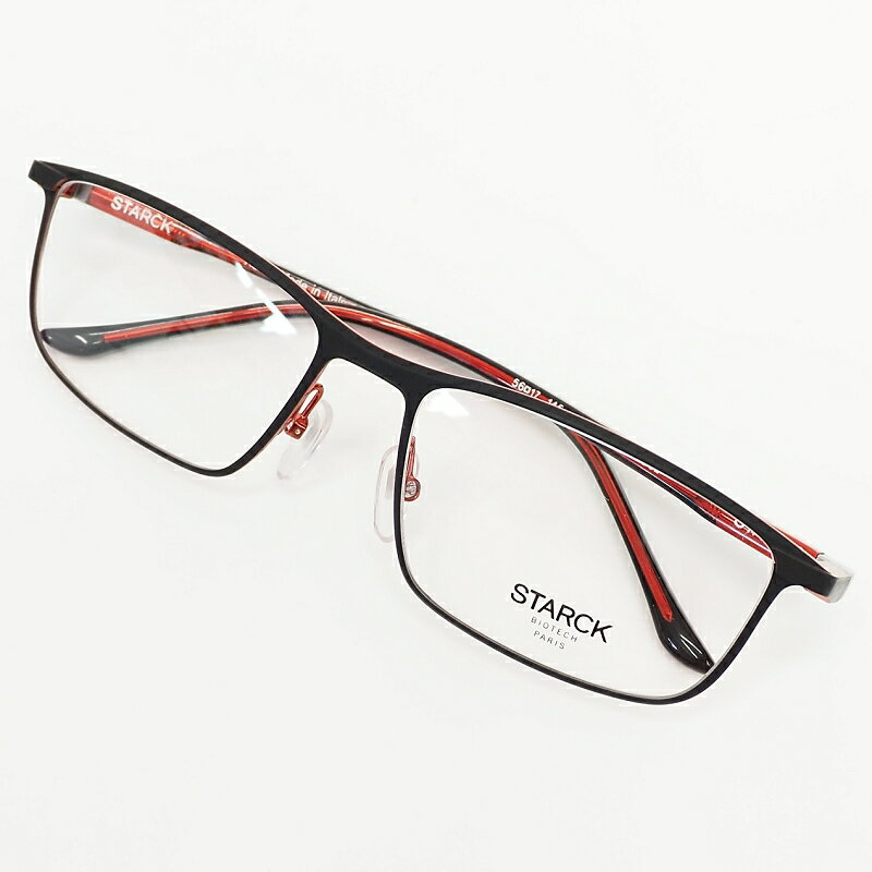 未使用品 STARCK EYES 眼鏡 【サイズ：56□17-145】 ブラック/レッド SH2047 0002 メガネ スタルクアイズ アランミクリ メンズ 5CH/E06293/KUN16/HM